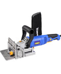 No Sweat Lightweight Electric Biscuit Jointer 760W with metal base and ergonomic handle for smooth operation in carpentry.