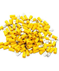 1/4 Inch Yellow Vinyl Insulated Quick Disconnect Spade Wire Connectors For 12-10 AWG Cables, 6.3mm Crimp Terminals Pack Of 100