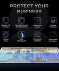 Infographic showing features of Value Counting Money Counter Machine For Dollars And Euros With UV MG MT IR DD.