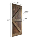 36 In By 84 In Knotty Pine Sliding Barn Door Kit With Hardware In Kona Coffee Smoky Gray Dope Finish, side view