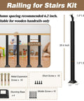 Indoor Stair Railing Kit Four Pack Black Post Kit With 270 Degree Adjustable Flat Brackets and 35.43 Inch Square Iron Posts