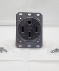 Industrial Grade 50 Amp NEMA 14 50 Receptacle Black Heavy Duty Power Outlet With Single Flush Mount 3 Pole 4 Wire Grounding 125 250V Made In USA