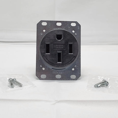 Industrial Grade 50 Amp NEMA 14 50 Receptacle Black Heavy Duty Power Outlet With Single Flush Mount 3 Pole 4 Wire Grounding 125 250V Made In USA