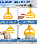 Installation steps for Two Pack 20Oz Heavy Duty Cotton Mop Set With 63 Inch Stainless Steel Handle For Industrial Cleaning