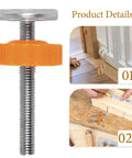 ABS Threaded Long Rod M10 Gate Replacement Kit 2 Pieces Heavy Duty Steel Gate Extender For Pressure Gates Adjustable Fit For Various Wall Thicknesses Durable Security Hardware For Home Gates And Fences close-up with orange adjuster and threaded steel rod