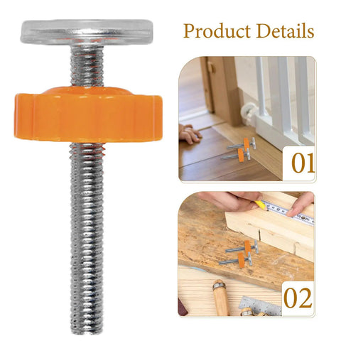 ABS Threaded Long Rod M10 Gate Replacement Kit 2 Pieces Heavy Duty Steel Gate Extender For Pressure Gates Adjustable Fit For Various Wall Thicknesses Durable Security Hardware For Home Gates And Fences close-up with orange adjuster and threaded steel rod