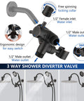 Image of 3-way shower diverter valve for 10 Inch Rainfall Shower Head With 16 Inch Adjustable Extension Arm And Handheld Combo In Oil Rubbed Bronze