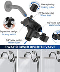 3 way diverter valve details for All Metal 12 Inch Rainfall Shower Head With Handheld, showing installation and connections.