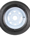 Two-Pack Trailer Tires On Rims 5.30-12 5 Lug Bolt Pattern White Spoke Wheel, 12-Inch Rim, front view