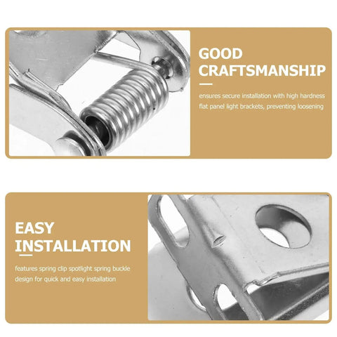 Close-up of 24 Pcs Metal Downlight Spring Clips for Recessed Lighting 3-Hole Brackets featuring sturdy metal construction.