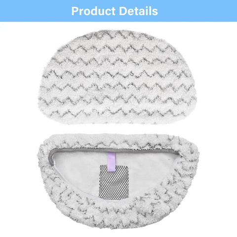 12 Pack Replacement Pads For PowerFresh Steam Mop 1940 Series showing front and back of microfiber pad with scrubbing strips.