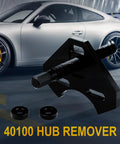 Universal Wheel Bearing Hub Removal Tool Kit For Cars And Trucks on display with car in background