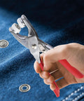 9.5mm Metal Snap Button Kit With Fastener Pliers 800 Pieces And 200 Sets For Clothing And DIY Projects on denim fabric
