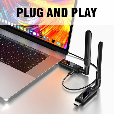 Wireless HDMI Transmitter And Receiver Kit With 5GHz Long Range Up To 1148ft 350m Plug And Play 1080P connected to a laptop