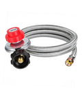 5 Foot Braided Propane Hose Adapter With Adjustable Regulator 0 To 20 Psi, QCC1 Male Fitting And 3/8 Inch Female, coiled view