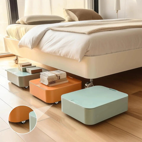 Butter Smooth Furniture Casters 4 Pack 1.25 Inch Low Profile Rubber Mini Swivel Wheels under bed storage boxes