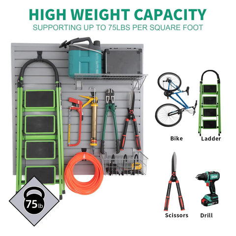 Heavy Duty PVC Slat Wall Panels For Garage Storage Built Different Power Tool Organizer Wall Mount Rack Rock Solid And Hella Strong Waterproof Paneling Grey 4X8 Feet