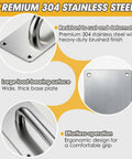 Top Shelf 12 Inch Corrosion Resistant Stainless Steel Door Pull Handle And Push Plate Rounded Safety Edges For Home Entrance Or Business Lobby, close-up of brushed finish and thick base plate.