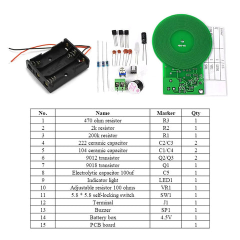 DIY Electronics Soldering Practice Kit components with list, for Metal Detector Projects And Teaching Supplies DC 3V To 5V Power