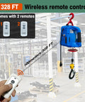 Dremvoist 3 In 1 Electric Hoist Winch 1100 Lbs Pulling Power With Wireless Remote Control 26 Ft Lifting Height for easy lifting in a factory setting.