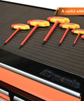 Six Piece Insulated Metric T-Handle Hex Key Set For Electrical Work, 10,000V AC Tested, displayed on a toolbox surface