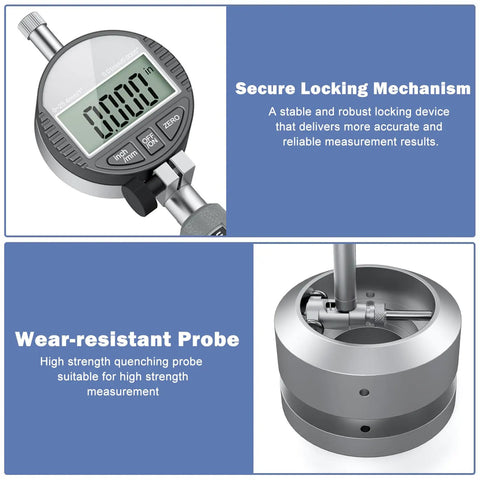 Digital Dial Indicator Bore Gauge 2 To 6 Inch Range With 0.01 mm 0.0003 Inch Precision, showing secure locking and wear-resistant probe