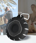 Waterproof Shower Bluetooth Speaker With IPX7 Rating and carabiner clip for outdoor adventures, featuring long play time.