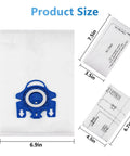 Product size dimensions of 20 Pack 3D AirClean Vacuum Bags Replacement For Miele GN and S Series C1 C2 Complete