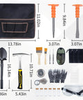 Geology Rock Hammer Kit 25 Piece Set With Pro Grade Chisels Folding Shovel Safety Gear Gold Panning Accessories and Tools
