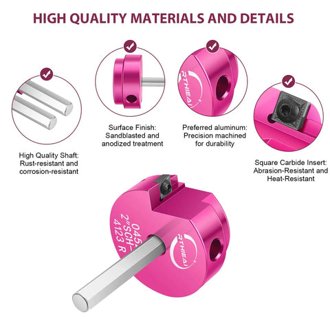 High-quality components of Six Piece PVC Pipe Reamer Kit for SCH40 fittings, highlighting aluminum body and carbide inserts.