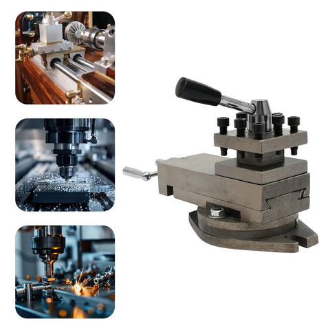 Universal AT300 Lathe Tool Post Assembly With 360 Degree Rotatable Tool Table, metal setup for precision machining and cuts