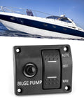 3 Way Marine Bilge Pump Panel With LED Indicator Built In 15A Circuit Breaker 12V 24V DC 3 Position Automatic Off Manual Rocker Switch