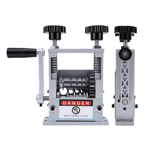 Rcniso 6 Hole Wire Stripping Machine Attachment For Electric Drill displayed from an angle, showing feed rollers and adjustment knobs.