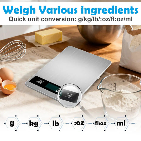 Smart Food Scale For Precise Calories And Portions 33Lb Capacity Measures In Grams And Ounces Also Handles Kg And Ml