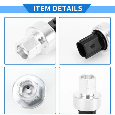 Close-up views of AC Pressure Switch Sensor for Ford F-150 and F-Series 2010-2023, detailed plug-and-play HVAC sensor parts.