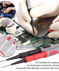 Pro Grade 25 Piece Multimeter Leads Kit With Replaceable Gold Plated Probes testing electronic components
