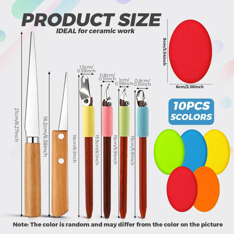 4 Piece Pottery Carving Tool Set With 5.9 Inch Wooden Handles Pro Grade Scrapers For Clay Sculpting Leather Hard Clay
