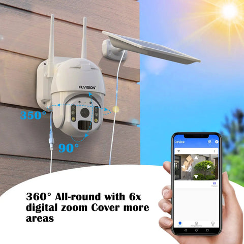 Outdoor Wireless Solar Security Camera With 23600mAh Battery And 8W Panel, 1080P Spotlight WiFi 360 Degree PTZ, Color Night Vision, Radar Dual Detection, PIR Motion, 2-Way Audio, No-Fuss App Alerts