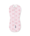 Newborn Compression Swaddle Pod With Two Way Zipper For Easy Diaper Changes Calms Startle Reflex And Improves Sleep Fits 0 To 2 Months 5 To 12 Pounds Up To 26 Inches One TOG Flower Confetti in pink floral design.