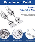 Heavy Duty Toggle Clamp Kit With 304 Stainless Steel Construction, Adjustable Locking Mechanism, 2 pack, close-up view