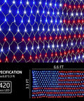 Lit Patriotic Outdoor Flag Lights With 420 LED, Waterproof American Flag Net Lights, 8 Modes, full display and size shown