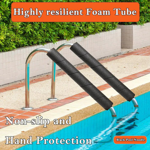 Heavy Duty Black Soft Foam Pipe Insulation Tubing 3 Pack, 15.8 inch for non-slip hand protection on swimming pool rails.