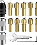 Pro Grade 15 Pc Drill Chuck Collet Set With Brass Collets And Nut Kit 0.8 To 3.2 mm Small Electric Drill Bit Collet For Rotary Tools