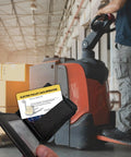 5 Pack Electric Pallet Jack Operator Credential Cards 2 By 3.5 Inch Wallet Sized Durable Plastic Training Certificates held by operator.