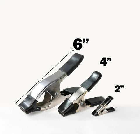 Nickel Plated Metal Spring Clamps Set For Woodworking And Photography Backdrops, Heavy Duty Clips in 2, 4, and 6 Inch Sizes