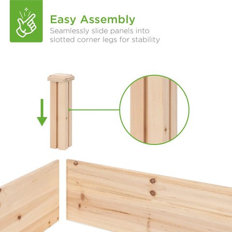 Easy assembly of 8x2ft Outdoor Wooden Raised Garden Bed Planter For Vegetables And Grass Backyard Lawn Natural Finish Durable Fir Wood
