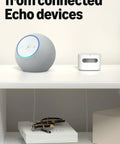 Slick Indoor Air Quality Monitor Tracks Temp Humidity Carbon Monoxide Pm2.5 Vocs Hooks Into Alexa Sends Snappy Alerts, displayed with Echo devices.