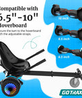 Hoverfly Kart Attachment For 6.5 To 10 Inch Hoverboards With Adjustable Frame And Handlebar Control