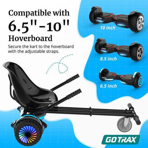 Hoverfly Kart Attachment For 6.5 To 10 Inch Hoverboards With Adjustable Frame And Handlebar Control