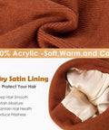 Detail of 3 Pack Satin Lined Winter Beanie Hats For Women And Men, Knit Beanies That Stay Warm, Soft Acrylic With Cozy Cuff.